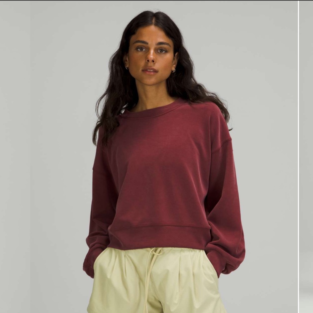 Lululemon Red Merlot Oversized Cropped Crew Sweatshirt